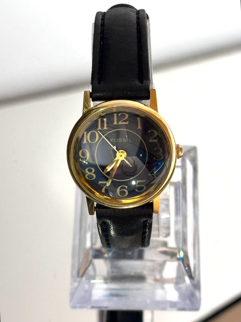 Vintage Fossil Women Quartz Watch 26mm Blue Dial raised crystal New Battery Runs